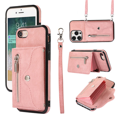 For iPhone 7 / 8 / SE (2020) / SE (2022) RFID Blocking Card Bag Phone Case Kickstand PU Leather+TPU Cover