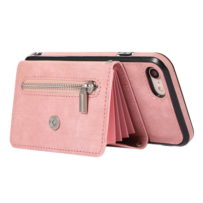 For iPhone 7 / 8 / SE (2020) / SE (2022) RFID Blocking Card Bag Phone Case Kickstand PU Leather+TPU Cover