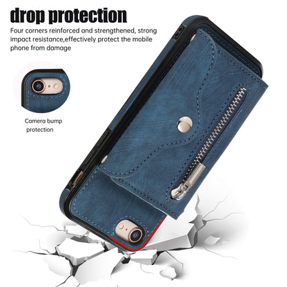 For iPhone 7 / 8 / SE (2020) / SE (2022) RFID Blocking Card Bag Phone Case Kickstand PU Leather+TPU Cover