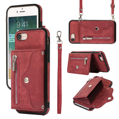 For iPhone 7 / 8 / SE (2020) / SE (2022) RFID Blocking Card Bag Phone Case Kickstand PU Leather+TPU Cover