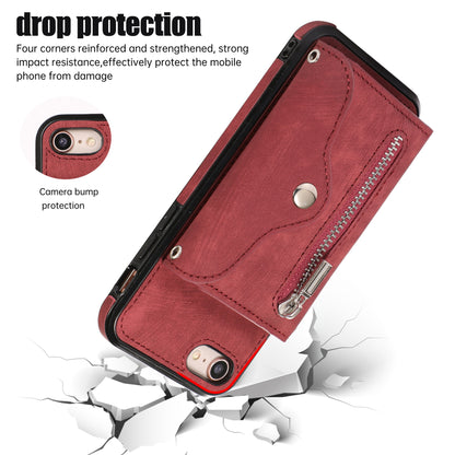 For iPhone 7 / 8 / SE (2020) / SE (2022) RFID Blocking Card Bag Phone Case Kickstand PU Leather+TPU Cover