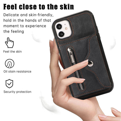 PU Leather+TPU Cover for iPhone 11 RFID Blocking Card Bag Phone Case with Kickstand
