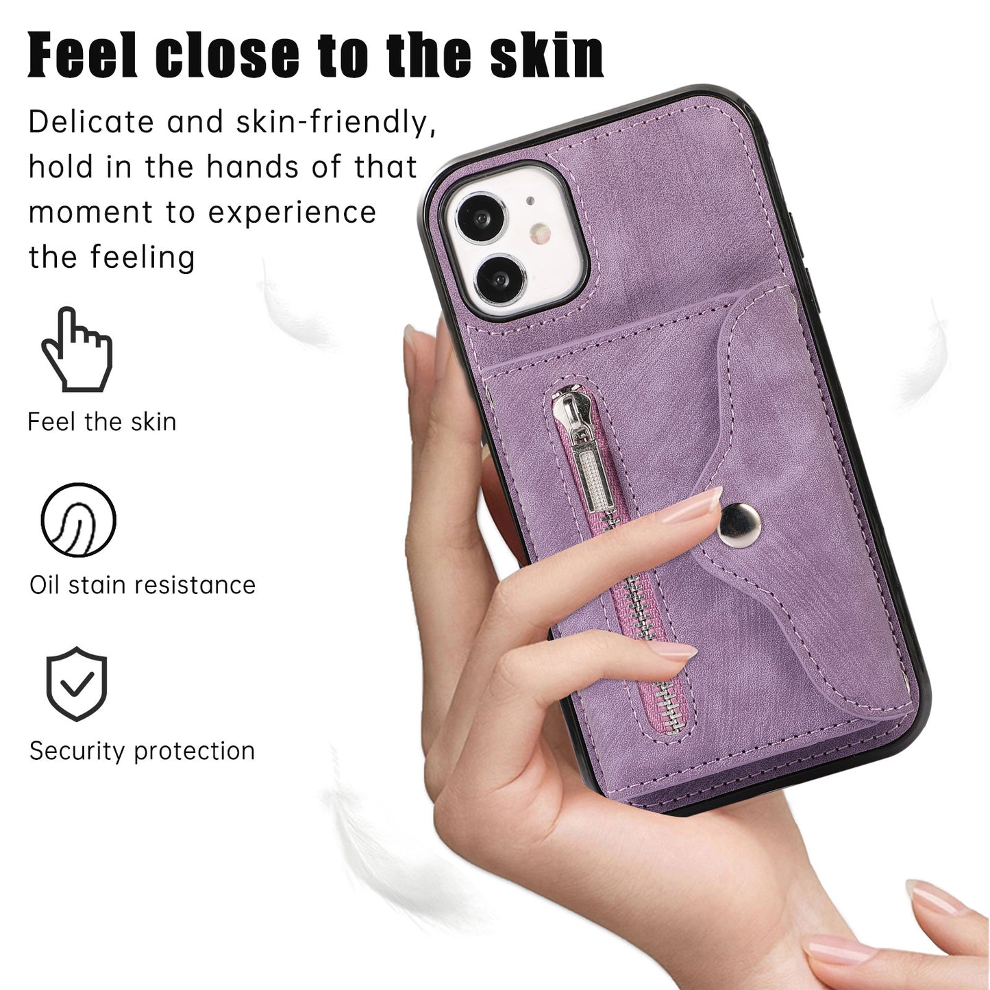 PU Leather+TPU Cover for iPhone 11 RFID Blocking Card Bag Phone Case with Kickstand