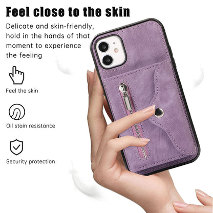 PU Leather+TPU Cover for iPhone 11 RFID Blocking Card Bag Phone Case with Kickstand