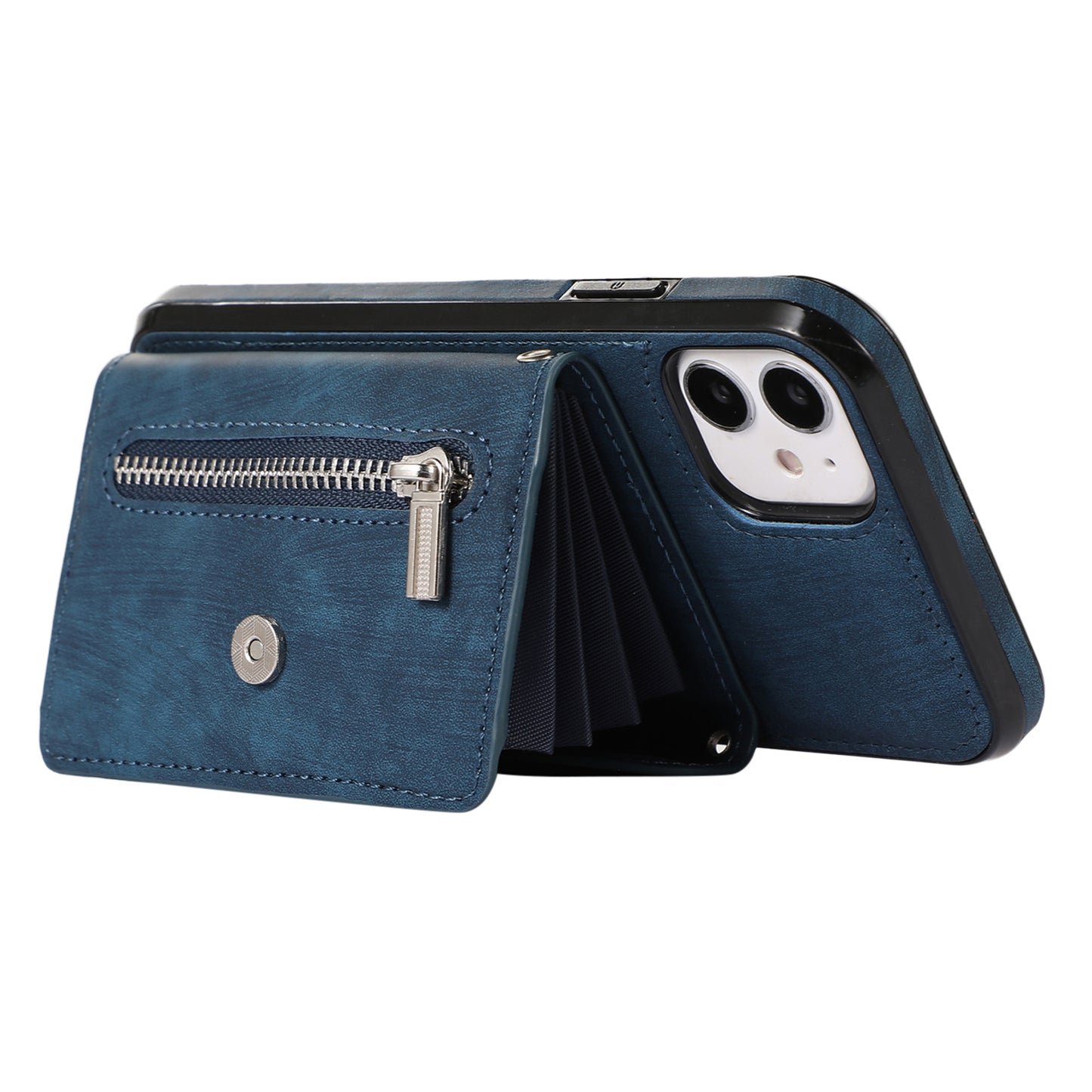 PU Leather+TPU Cover for iPhone 11 RFID Blocking Card Bag Phone Case with Kickstand