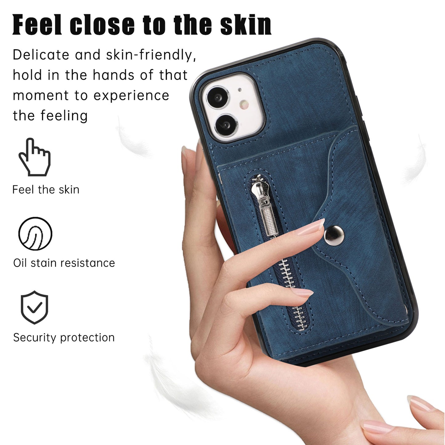 PU Leather+TPU Cover for iPhone 11 RFID Blocking Card Bag Phone Case with Kickstand