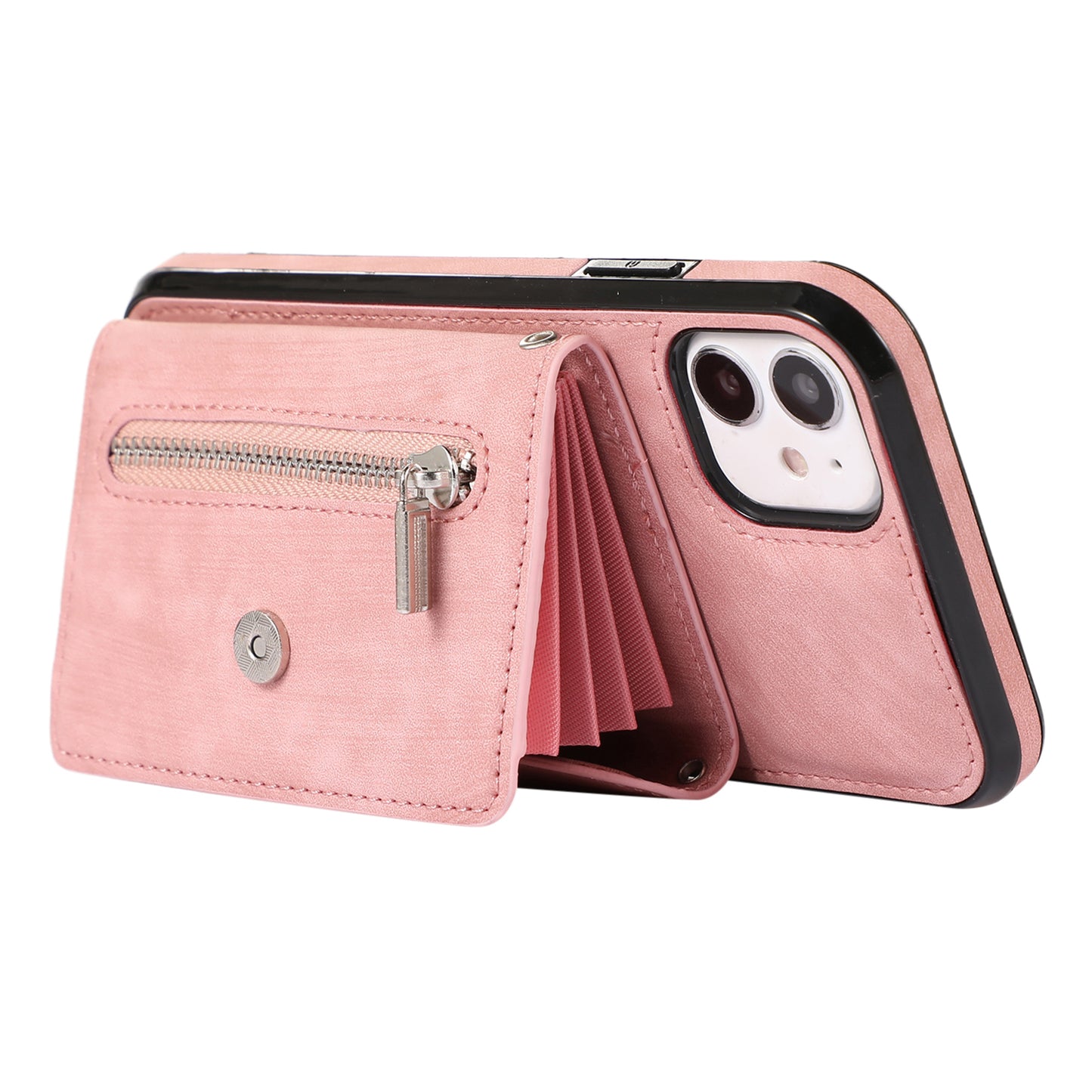 PU Leather+TPU Cover for iPhone 11 RFID Blocking Card Bag Phone Case with Kickstand