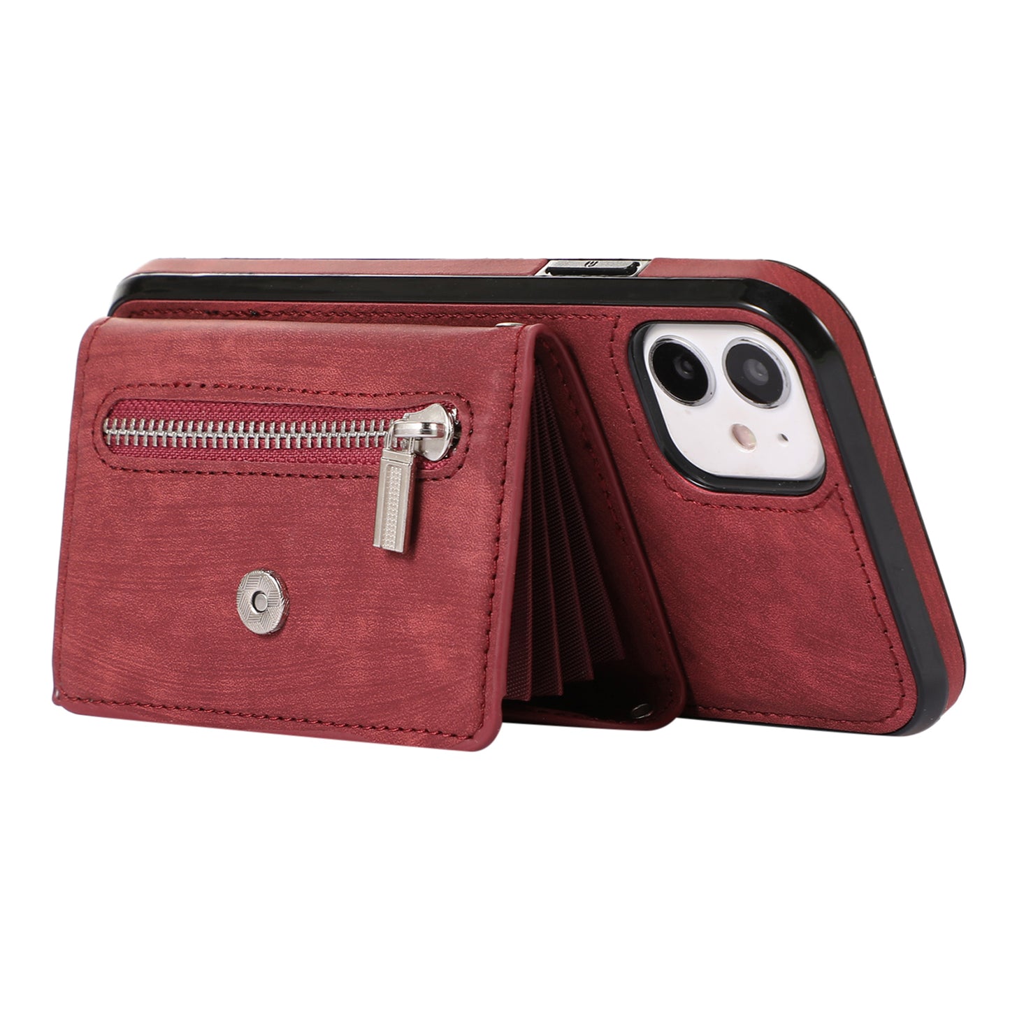 PU Leather+TPU Cover for iPhone 11 RFID Blocking Card Bag Phone Case with Kickstand