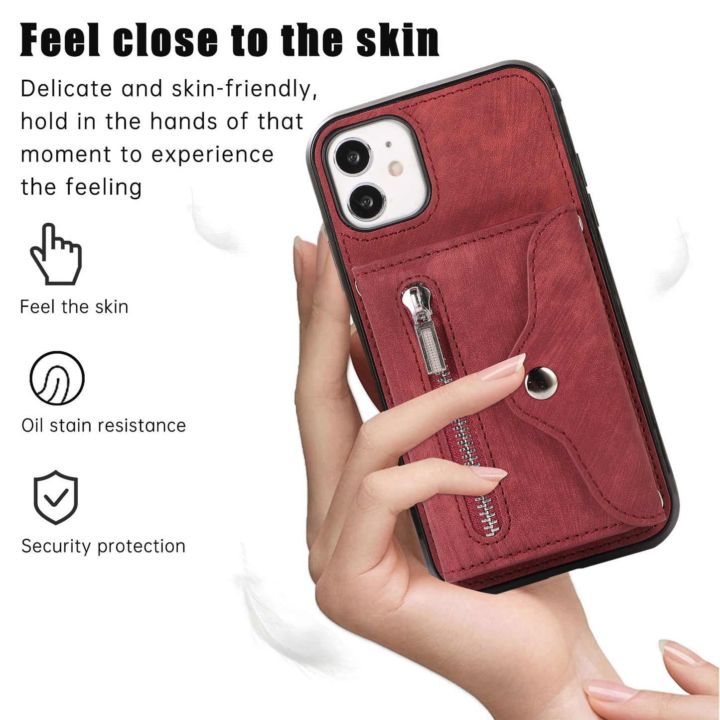 PU Leather+TPU Cover for iPhone 11 RFID Blocking Card Bag Phone Case with Kickstand