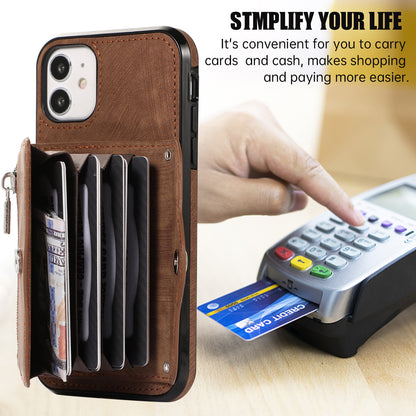 For iPhone 12 mini 5.4 inch RFID Blocking Card Bag Anti-drop Phone Case Kickstand PU Leather+TPU Cover