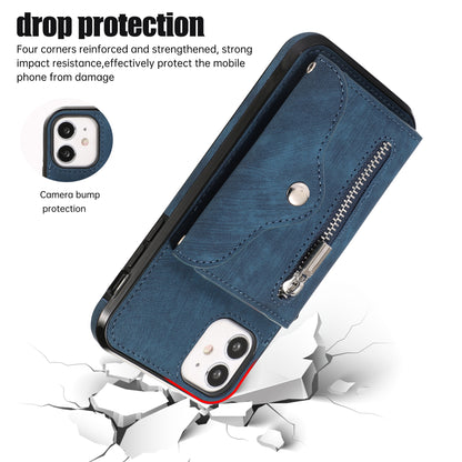 For iPhone 12 mini 5.4 inch RFID Blocking Card Bag Anti-drop Phone Case Kickstand PU Leather+TPU Cover
