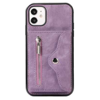 For iPhone 12 mini 5.4 inch RFID Blocking Card Bag Anti-drop Phone Case Kickstand PU Leather+TPU Cover