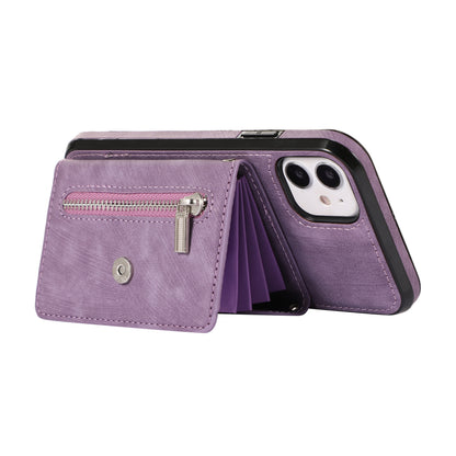 For iPhone 12 mini 5.4 inch RFID Blocking Card Bag Anti-drop Phone Case Kickstand PU Leather+TPU Cover