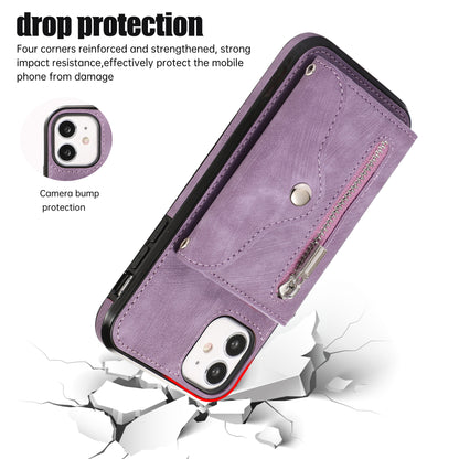 For iPhone 12 mini 5.4 inch RFID Blocking Card Bag Anti-drop Phone Case Kickstand PU Leather+TPU Cover
