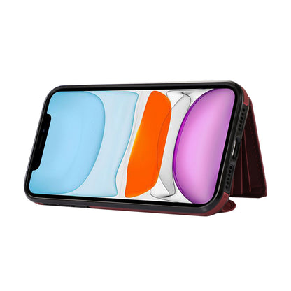 For iPhone 12 mini 5.4 inch RFID Blocking Card Bag Anti-drop Phone Case Kickstand PU Leather+TPU Cover