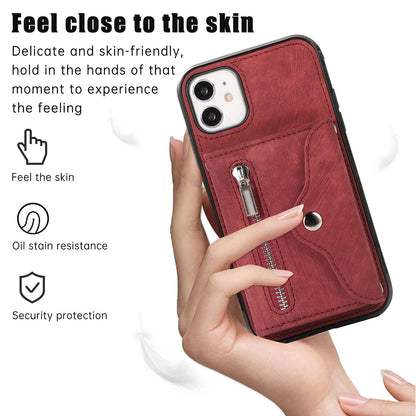For iPhone 12 mini 5.4 inch RFID Blocking Card Bag Anti-drop Phone Case Kickstand PU Leather+TPU Cover