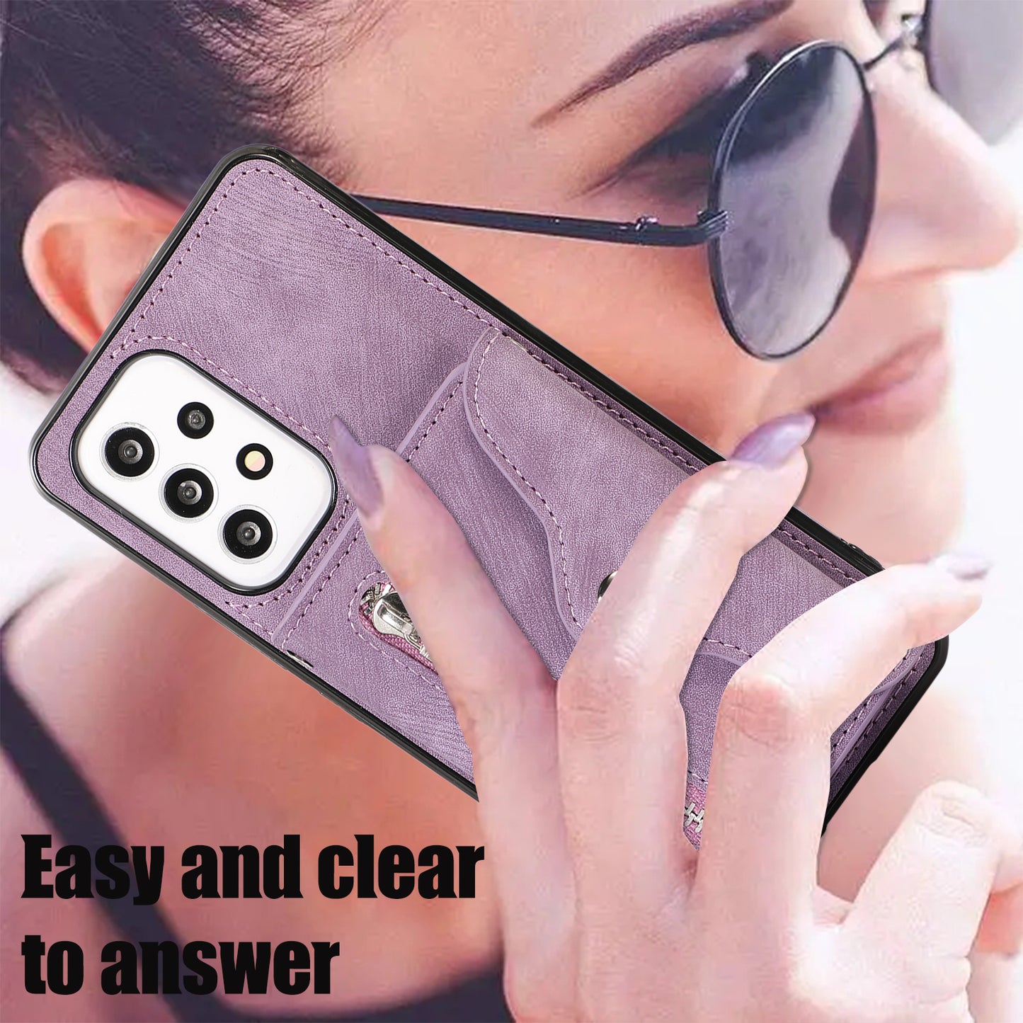 For Samsung Galaxy A53 5G Cell Phone Case RFID Blocking Card Bag Kickstand PU Leather+TPU Cover