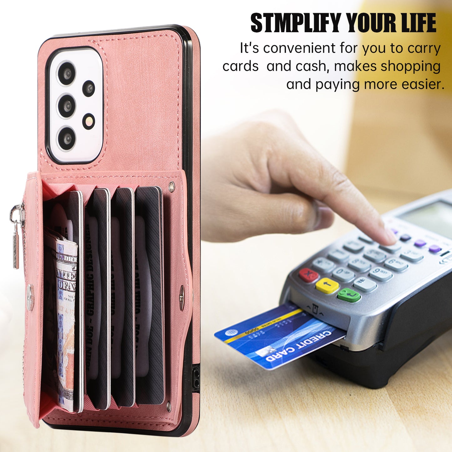 For Samsung Galaxy A53 5G Cell Phone Case RFID Blocking Card Bag Kickstand PU Leather+TPU Cover