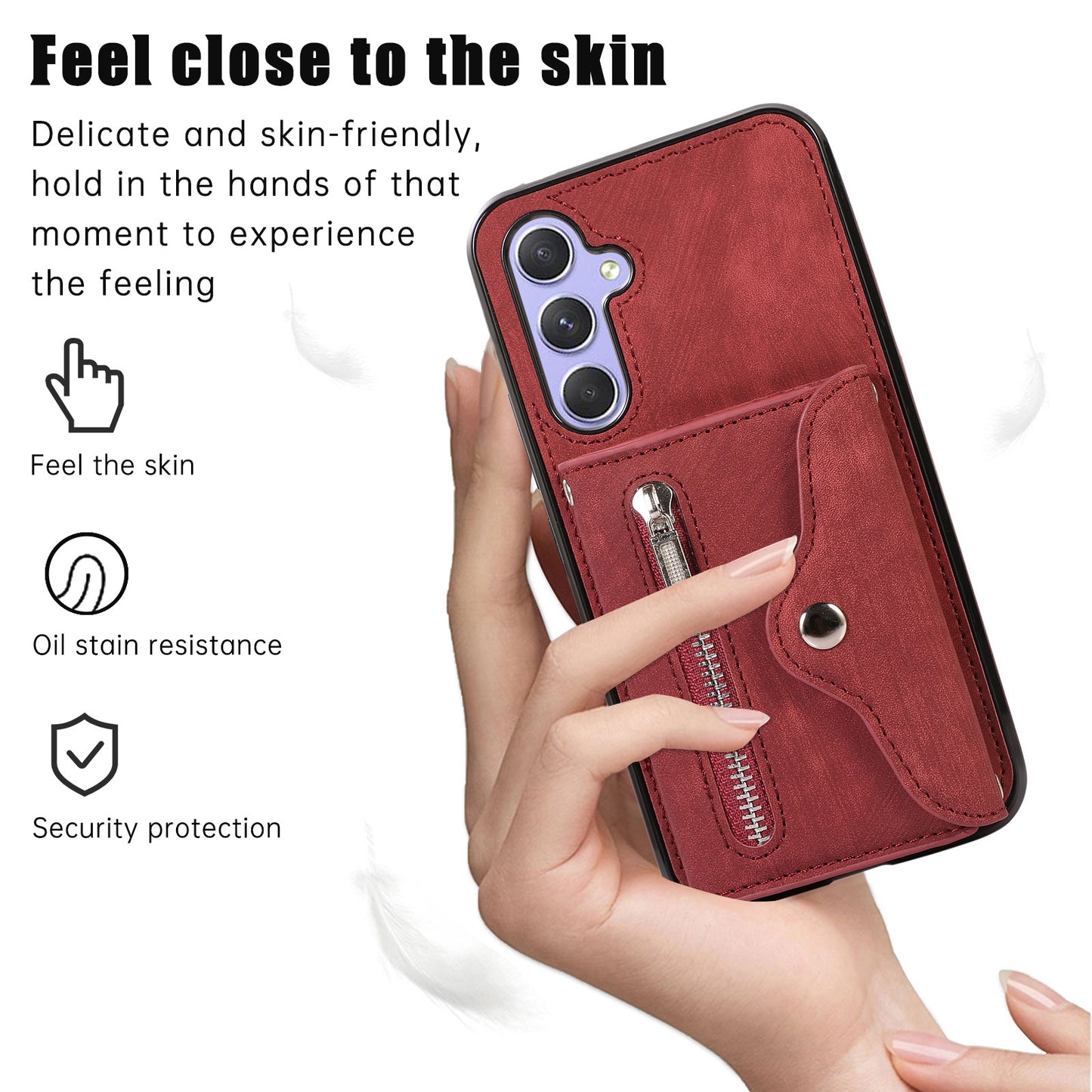For Samsung Galaxy A54 5G RFID Blocking Mobile Phone Cover Card Bag Kickstand PU Leather Coated TPU Cover