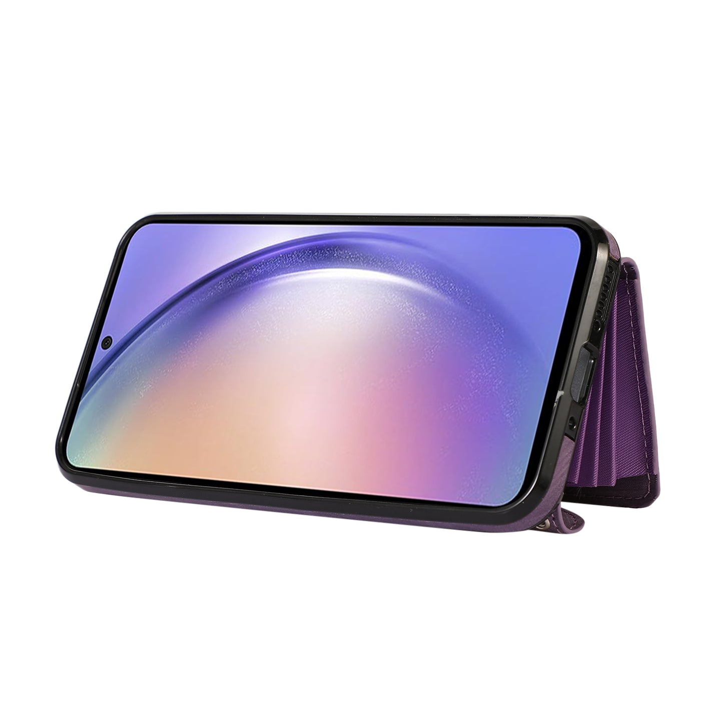 For Samsung Galaxy A54 5G RFID Blocking Mobile Phone Cover Card Bag Kickstand PU Leather Coated TPU Cover