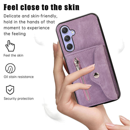 For Samsung Galaxy A54 5G RFID Blocking Mobile Phone Cover Card Bag Kickstand PU Leather Coated TPU Cover