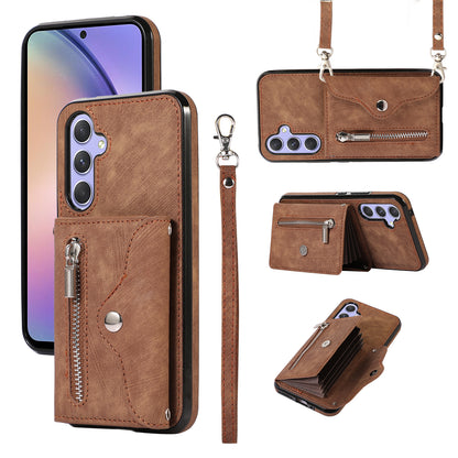 For Samsung Galaxy A54 5G RFID Blocking Mobile Phone Cover Card Bag Kickstand PU Leather Coated TPU Cover