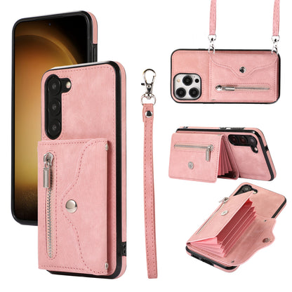 For Samsung Galaxy S23+ RFID Blocking Card Bag Shockproof Phone Case Kickstand PU Leather+TPU Cover