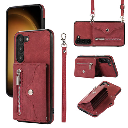 For Samsung Galaxy S23+ RFID Blocking Card Bag Shockproof Phone Case Kickstand PU Leather+TPU Cover