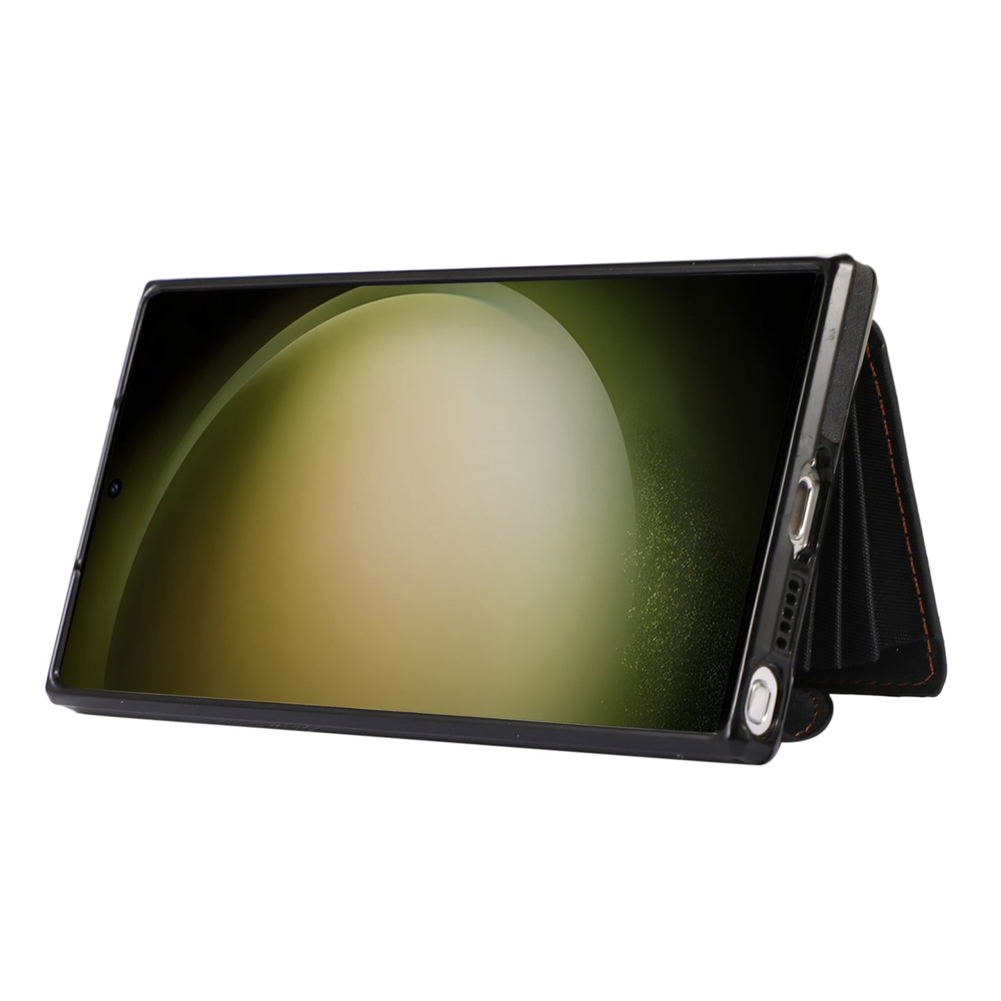 Kickstand Shell for Samsung Galaxy S23 Ultra RFID Blocking Card Bag Phone Case PU Leather+TPU Cover