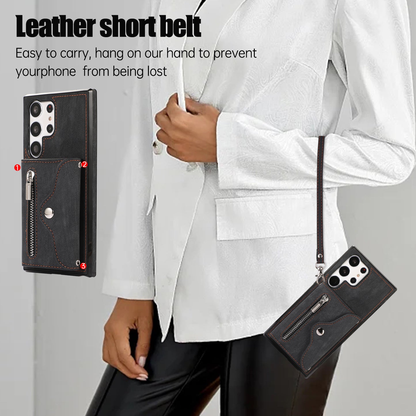 Kickstand Shell for Samsung Galaxy S23 Ultra RFID Blocking Card Bag Phone Case PU Leather+TPU Cover