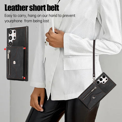 Kickstand Shell for Samsung Galaxy S23 Ultra RFID Blocking Card Bag Phone Case PU Leather+TPU Cover