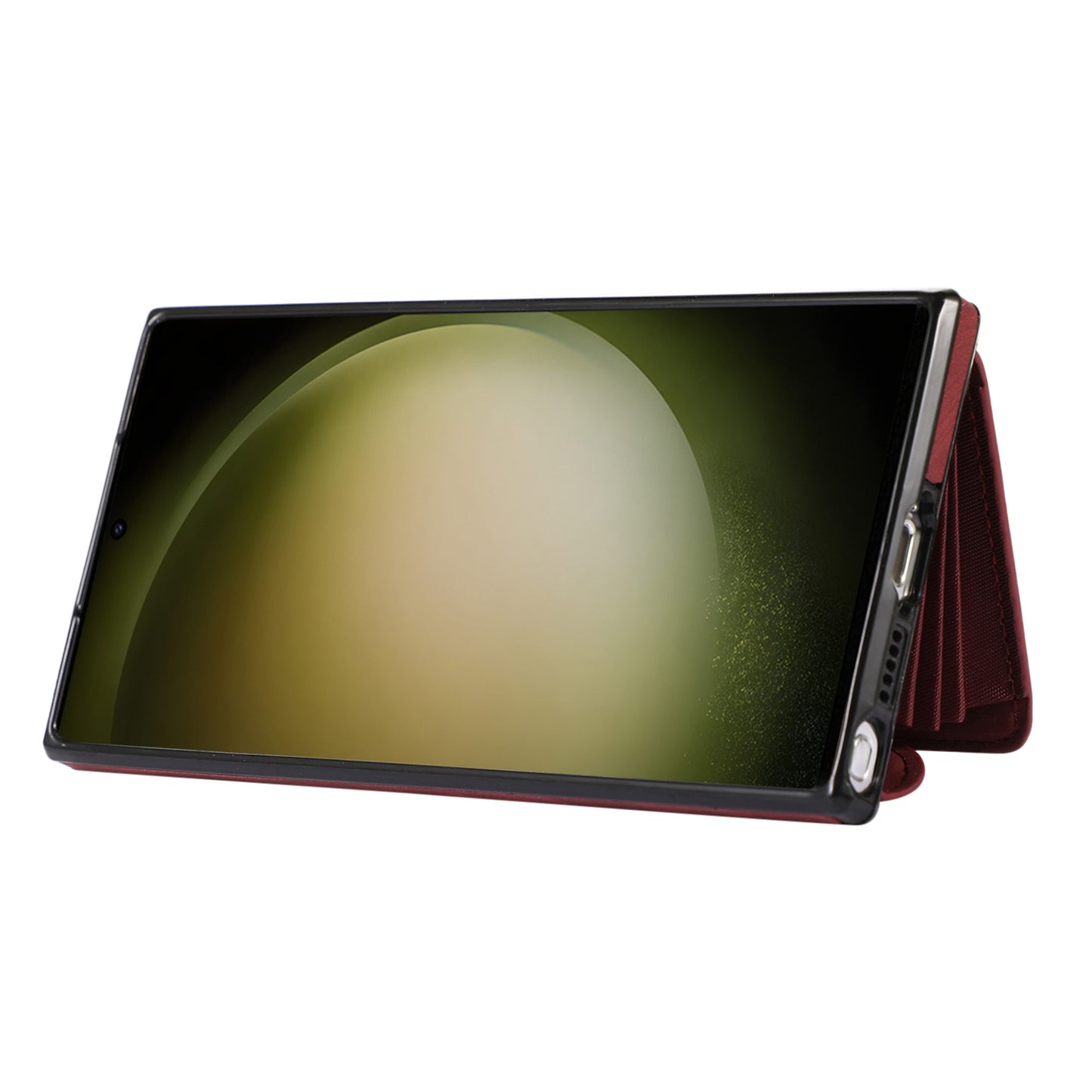 Kickstand Shell for Samsung Galaxy S23 Ultra RFID Blocking Card Bag Phone Case PU Leather+TPU Cover