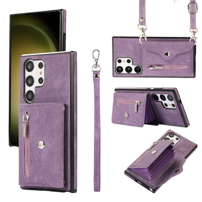 Kickstand Shell for Samsung Galaxy S23 Ultra RFID Blocking Card Bag Phone Case PU Leather+TPU Cover