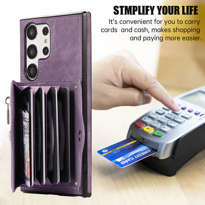 Kickstand Shell for Samsung Galaxy S23 Ultra RFID Blocking Card Bag Phone Case PU Leather+TPU Cover