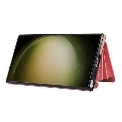 Kickstand Shell for Samsung Galaxy S23 Ultra RFID Blocking Card Bag Phone Case PU Leather+TPU Cover