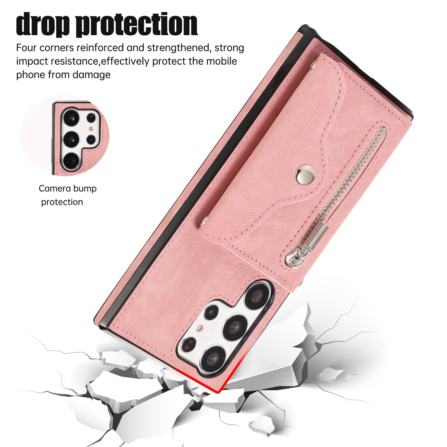 Kickstand Shell for Samsung Galaxy S23 Ultra RFID Blocking Card Bag Phone Case PU Leather+TPU Cover