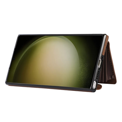 Kickstand Shell for Samsung Galaxy S23 Ultra RFID Blocking Card Bag Phone Case PU Leather+TPU Cover