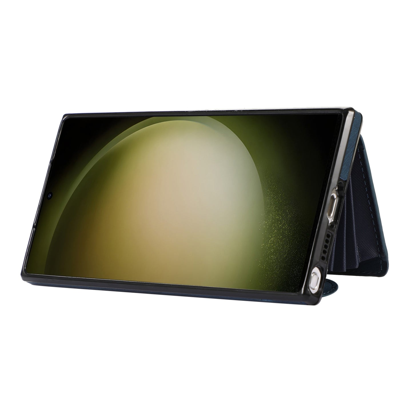 Kickstand Shell for Samsung Galaxy S23 Ultra RFID Blocking Card Bag Phone Case PU Leather+TPU Cover