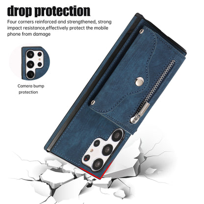 Kickstand Shell for Samsung Galaxy S23 Ultra RFID Blocking Card Bag Phone Case PU Leather+TPU Cover