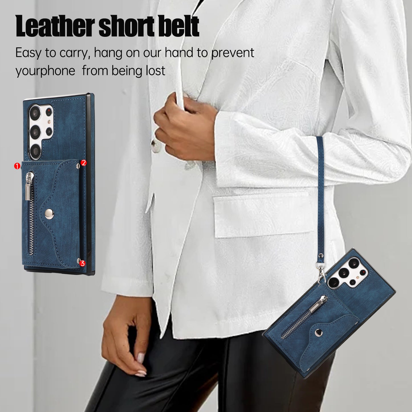 Kickstand Shell for Samsung Galaxy S23 Ultra RFID Blocking Card Bag Phone Case PU Leather+TPU Cover