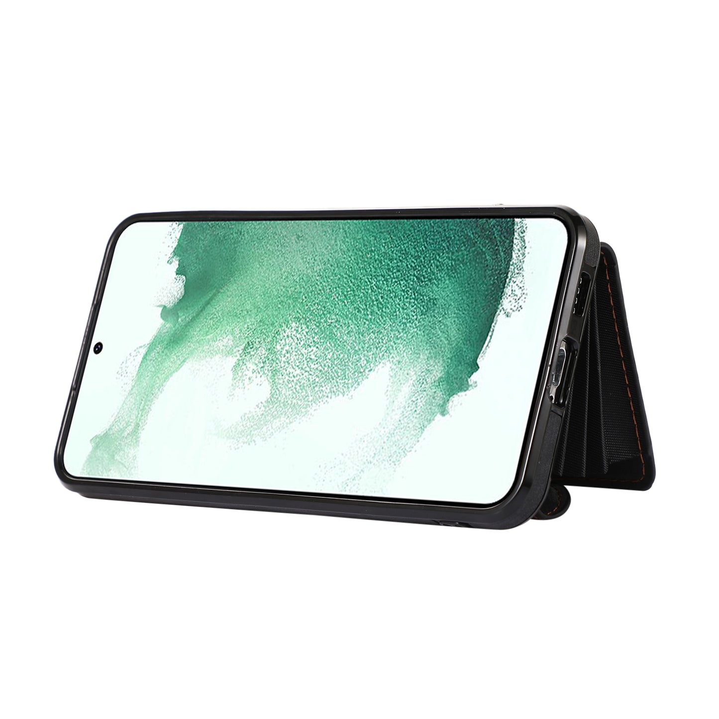 For Samsung Galaxy S22 5G Phone Case Kickstand RFID Blocking Card Bag PU Leather+TPU Cover