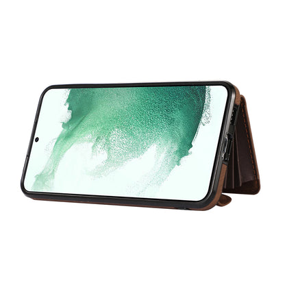 For Samsung Galaxy S22 5G Phone Case Kickstand RFID Blocking Card Bag PU Leather+TPU Cover