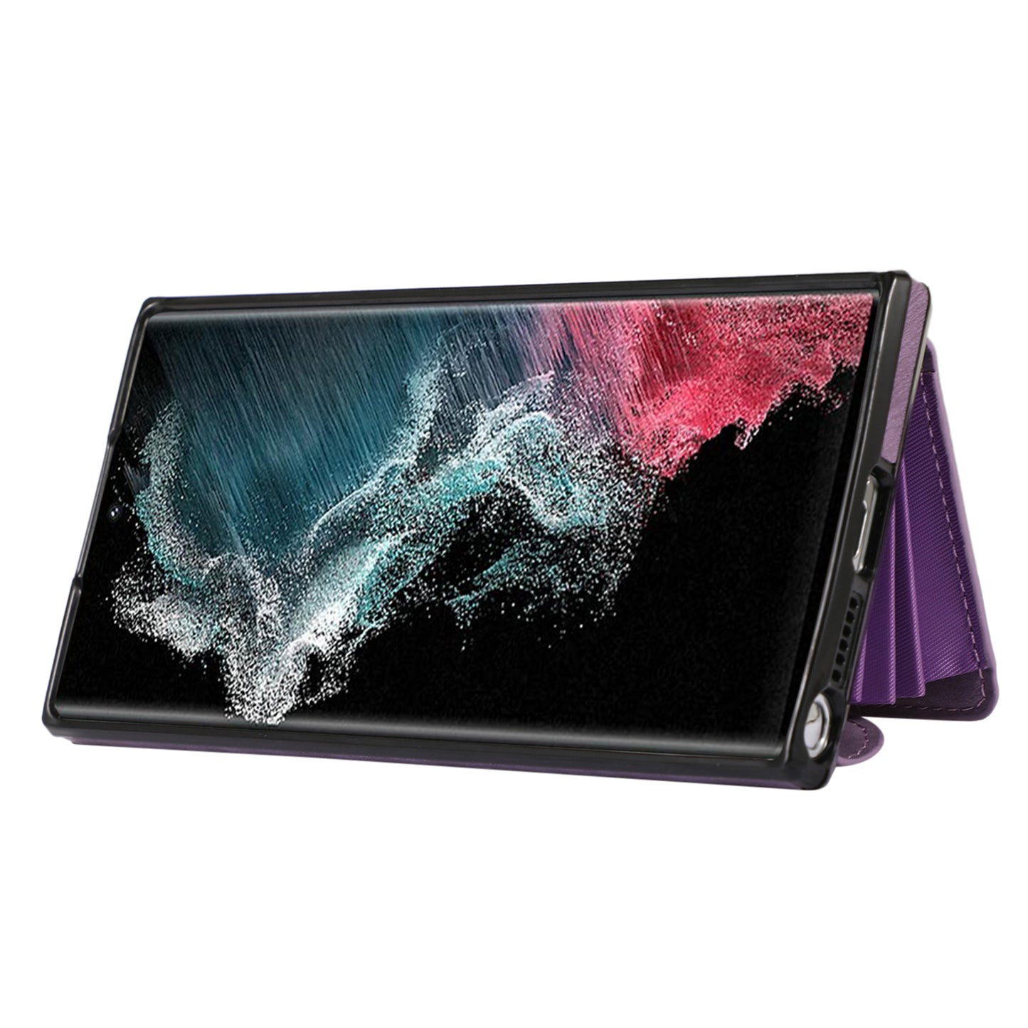 For Samsung Galaxy S22 Ultra 5G PU Leather+TPU Phone Case RFID Blocking Card Bag Cover with Kickstand