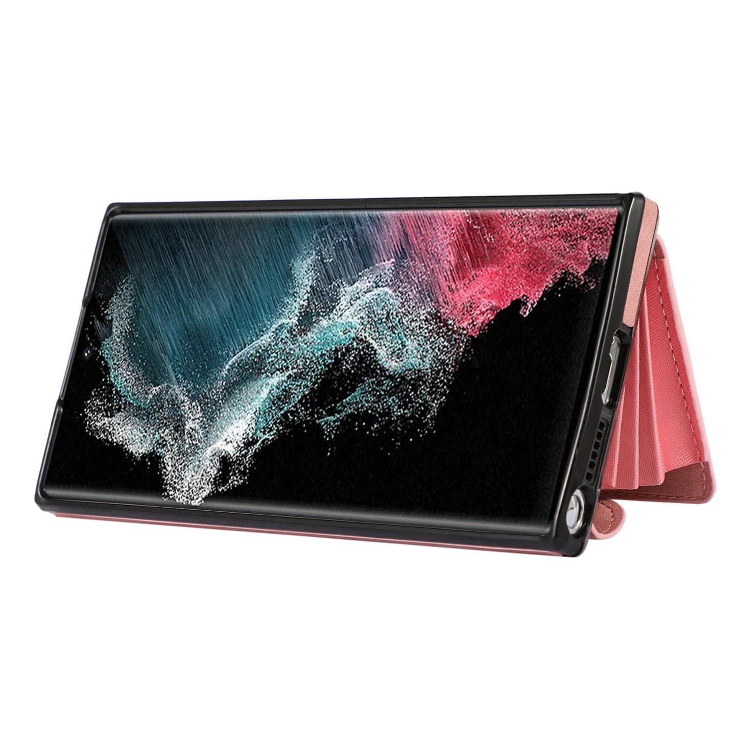 For Samsung Galaxy S22 Ultra 5G PU Leather+TPU Phone Case RFID Blocking Card Bag Cover with Kickstand