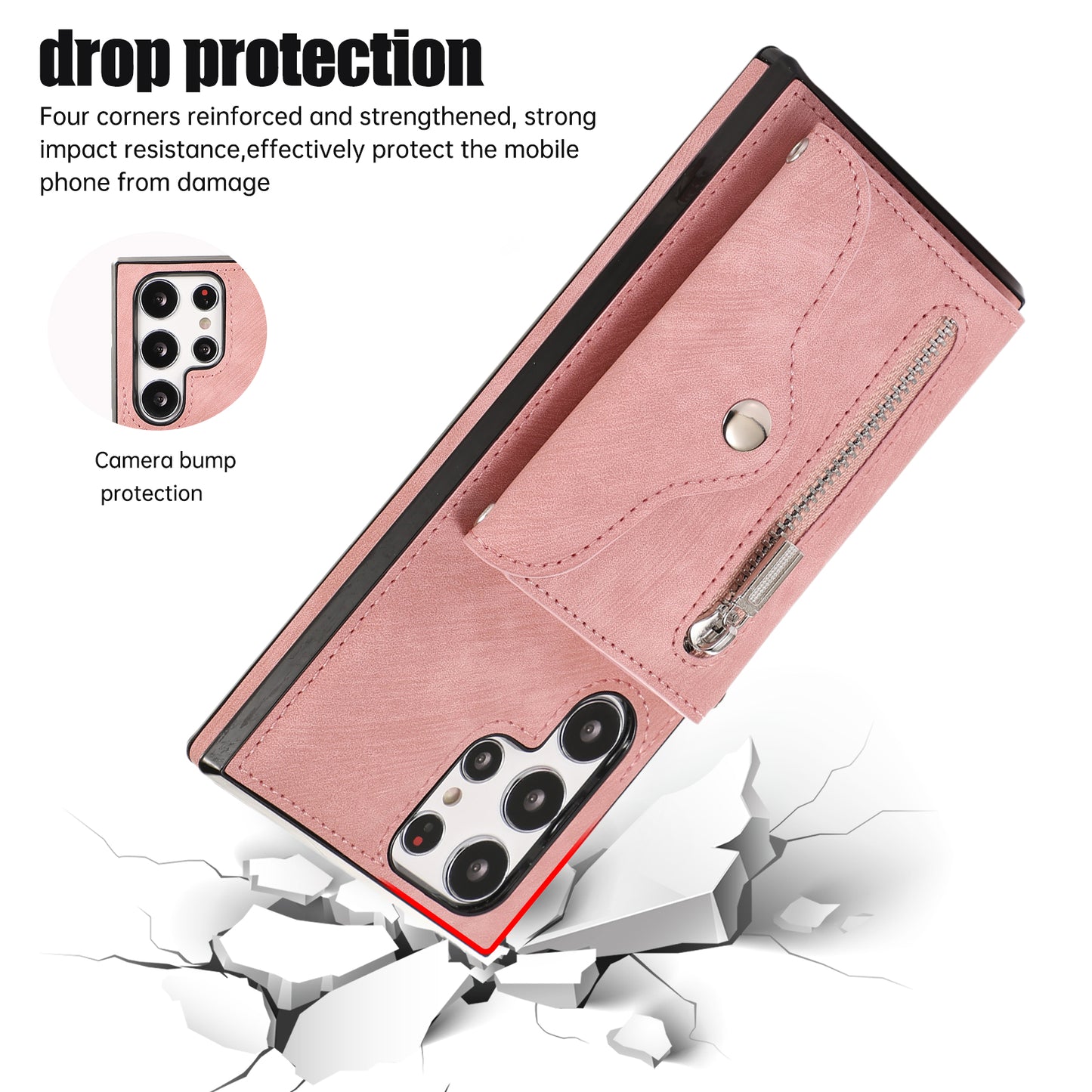 For Samsung Galaxy S22 Ultra 5G PU Leather+TPU Phone Case RFID Blocking Card Bag Cover with Kickstand