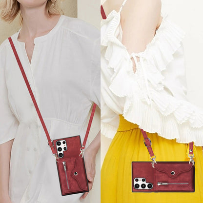 For Samsung Galaxy S22 Ultra 5G PU Leather+TPU Phone Case RFID Blocking Card Bag Cover with Kickstand