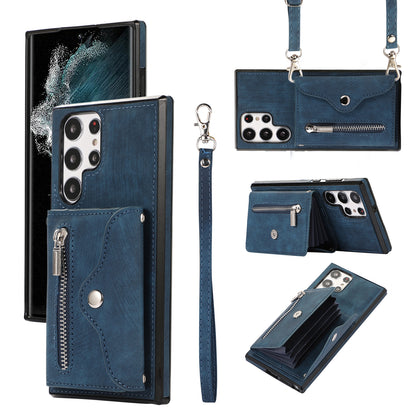 For Samsung Galaxy S22 Ultra 5G PU Leather+TPU Phone Case RFID Blocking Card Bag Cover with Kickstand