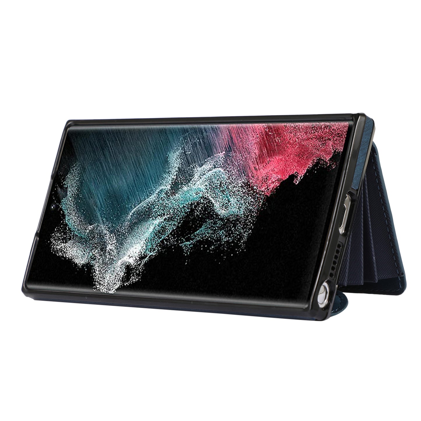 For Samsung Galaxy S22 Ultra 5G PU Leather+TPU Phone Case RFID Blocking Card Bag Cover with Kickstand