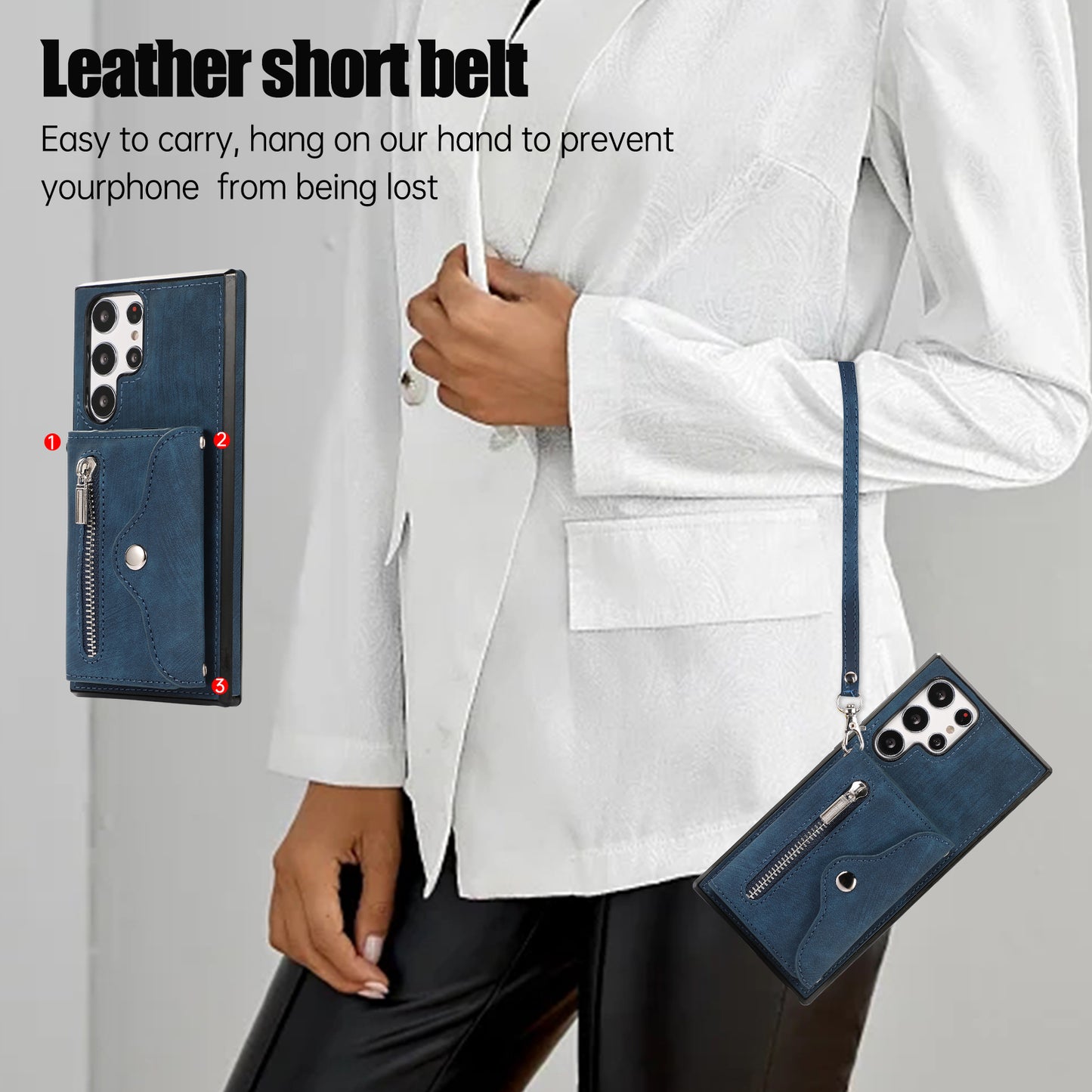 For Samsung Galaxy S22 Ultra 5G PU Leather+TPU Phone Case RFID Blocking Card Bag Cover with Kickstand