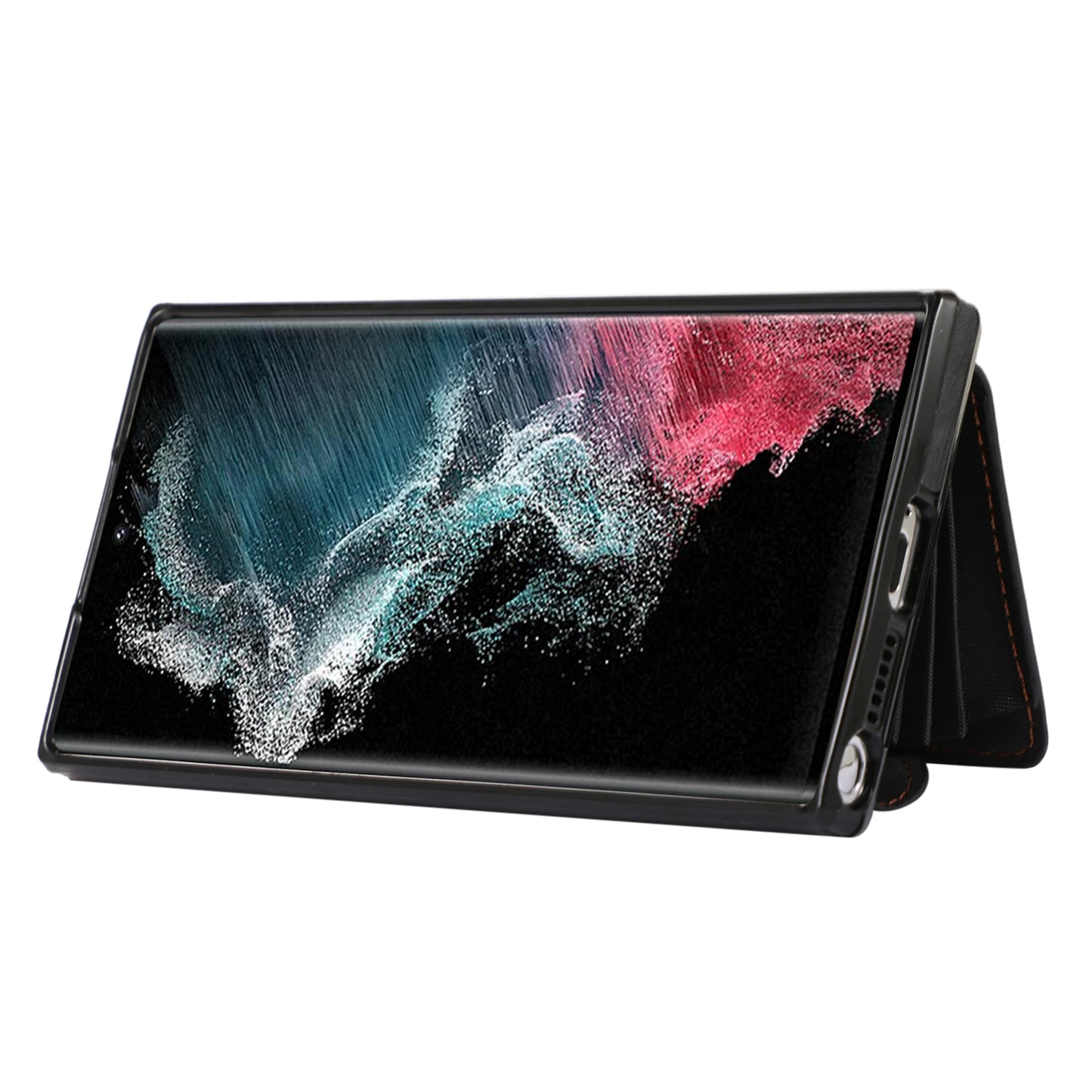 For Samsung Galaxy S22 Ultra 5G PU Leather+TPU Phone Case RFID Blocking Card Bag Cover with Kickstand